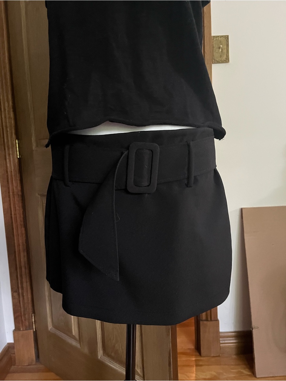 Zara Black Belted Mini Skort